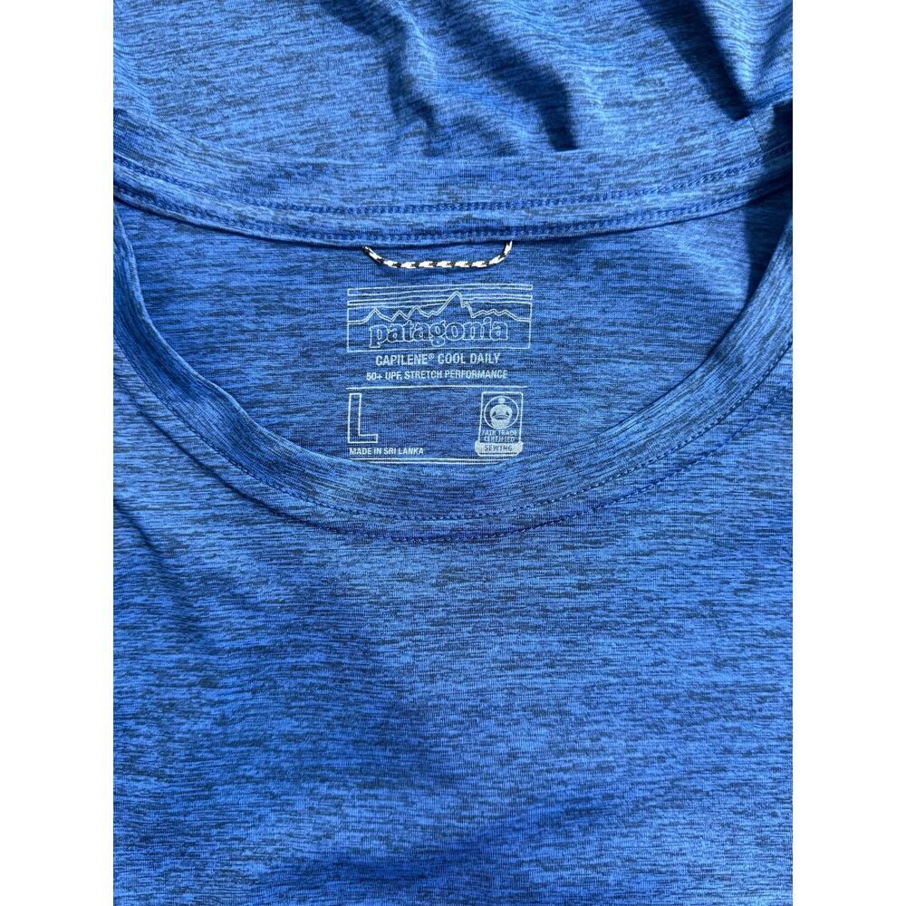 Patagonia Men’s Capilene Cool Daily Shirt Blue Size L UPF Stretch Outdoor Hiking - Picture 7 of 11